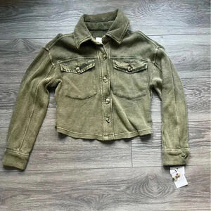 NEW Bagatelle Collection Waffle Knit Olive Button Up Shirt Jacket Women’s XS
